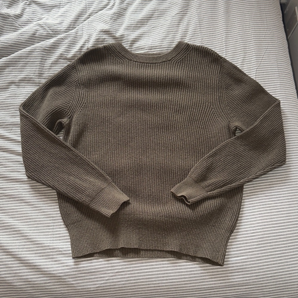 NWOT Buck Mason Seafarer Cotton Rib Crew Sweater - Large Dusty Sage